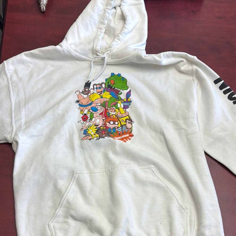 White Hoodie with Cartoon Graphic